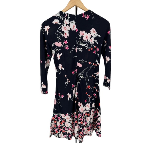 Eliza J Navy Mixed Floral Print 3/4 Sleeve Mini Dress size 2 - Picture 7 of 10